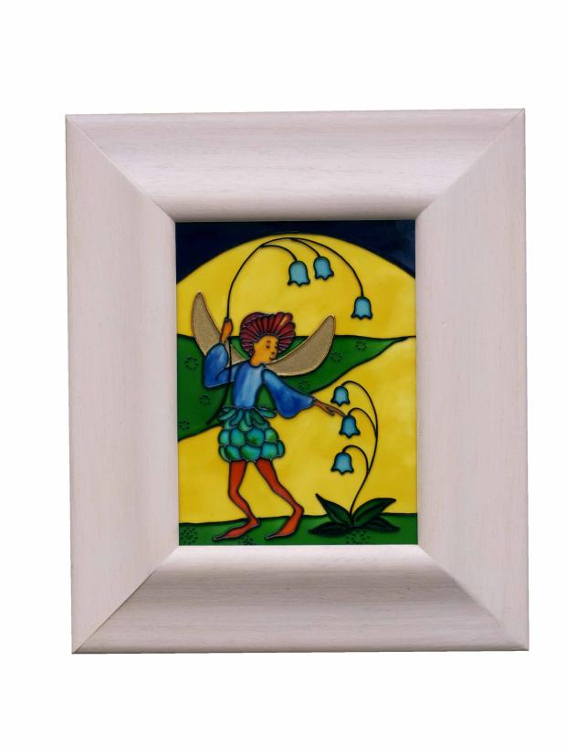Elf na skle malovany v drevenem ramecku, Na skle maľované, loveglass, 1