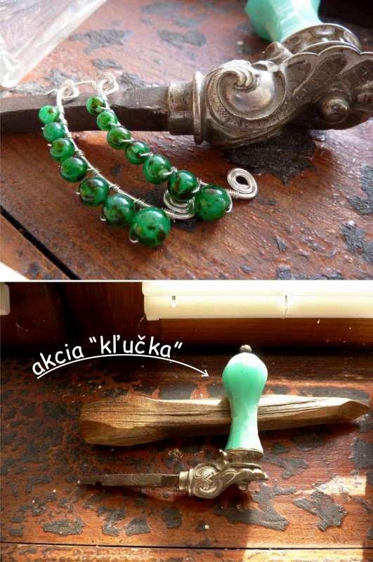 Malachit & akcia "kľučka", Drôtovanie Malachit & akcia "kľučka", Drôtovanie, vinička, 1