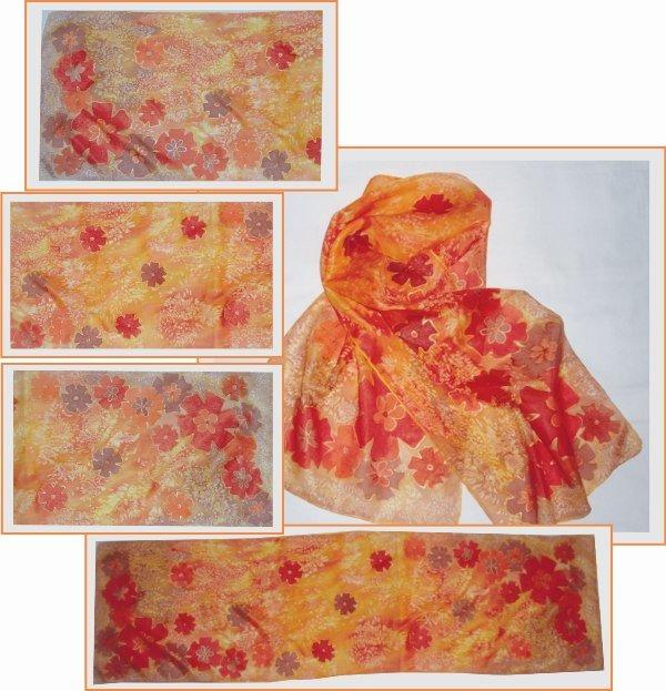 kvety jesene..., Maľovaný textil kvety jesene..., Maľovaný textil, java, 1
