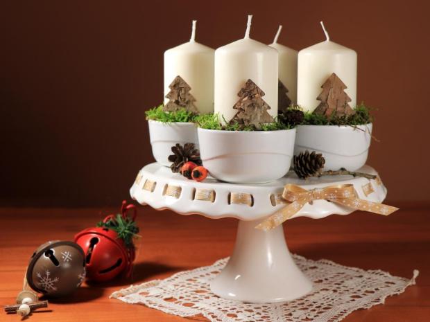 Jednoduchý adventný svietnik na prírodno, návod, Aranžovanie, Kamila